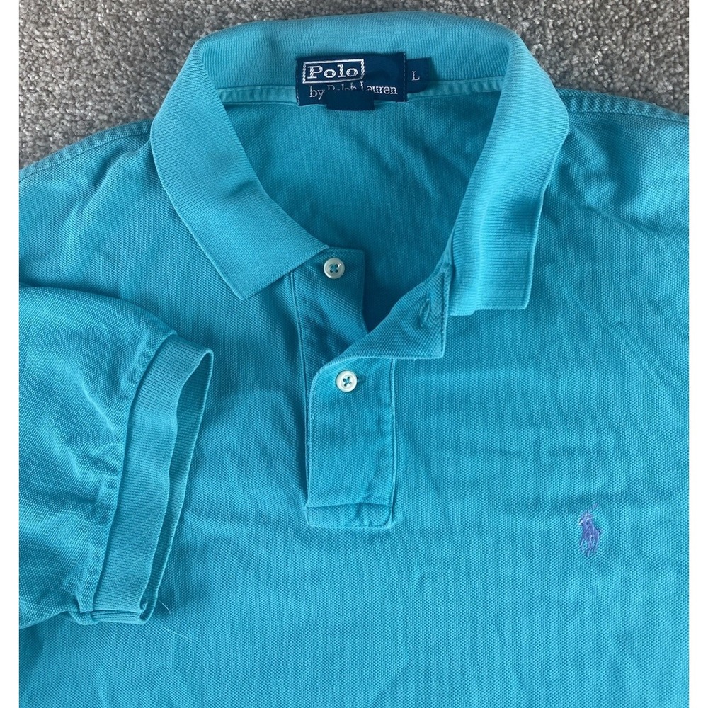 Polo Ralph Lauren Solid Blue Polo Shirt Classic Mens L Purple Pony Preppy Cotton